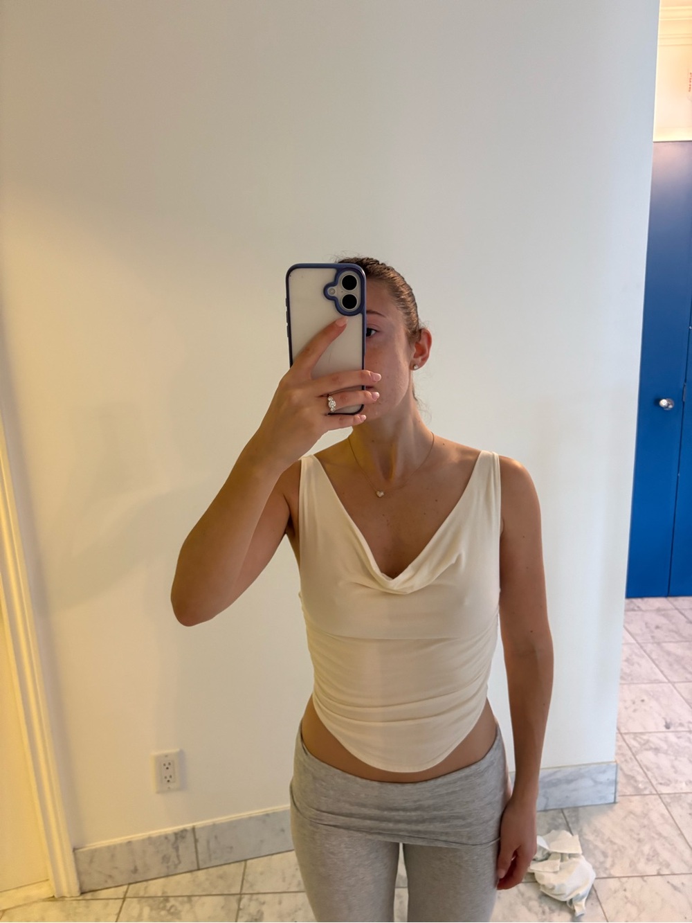 Aritzia Cream Cowl Neck Top - Size XS